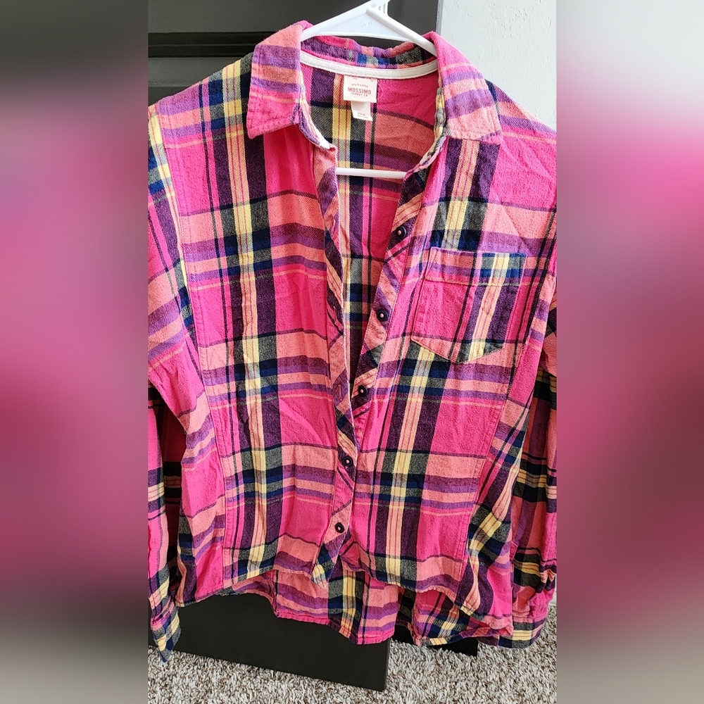 Mossimo Supply Co. Pink and Blue Plaid Shirt